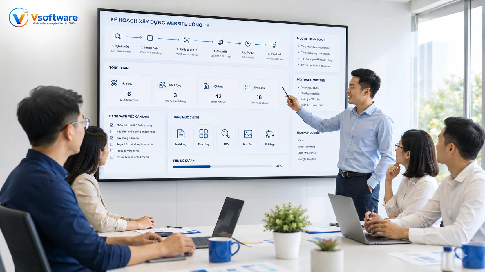 Doanh nghiệp chuẩn bị mục tiêu nội dung tính năng và SEO trước khi làm website